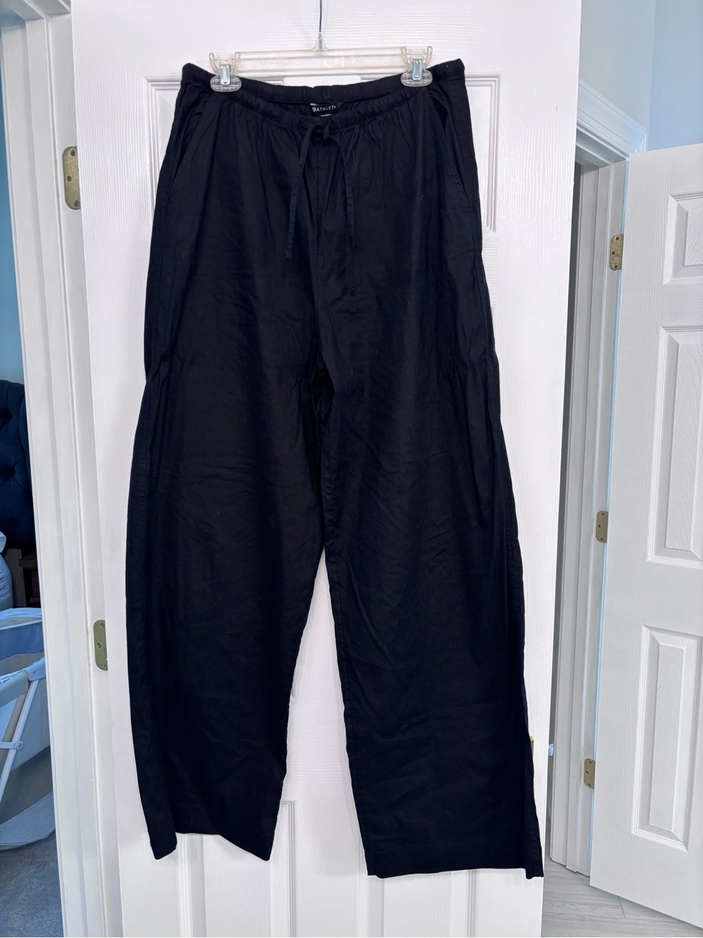 Athleta Black Drawstring Wide-Leg Chinos